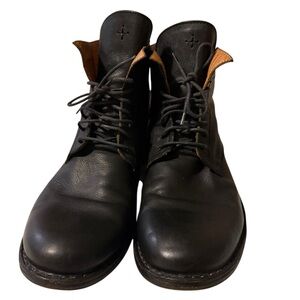 FIORENTINI + BAKER Size 10.5 Black Leather Lace-Up Ankle Boots